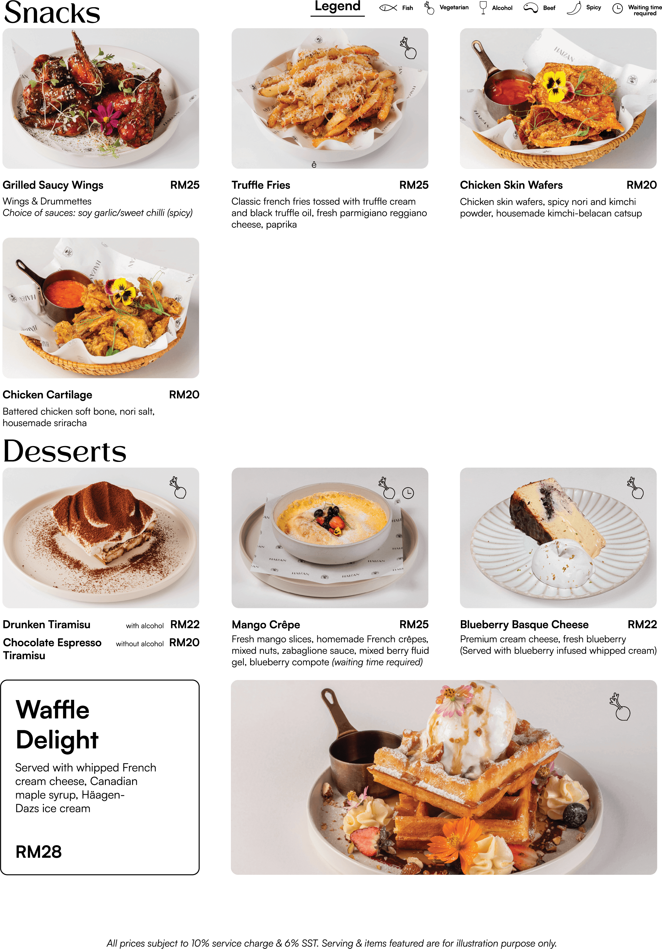 Menu | Snacks Desserts