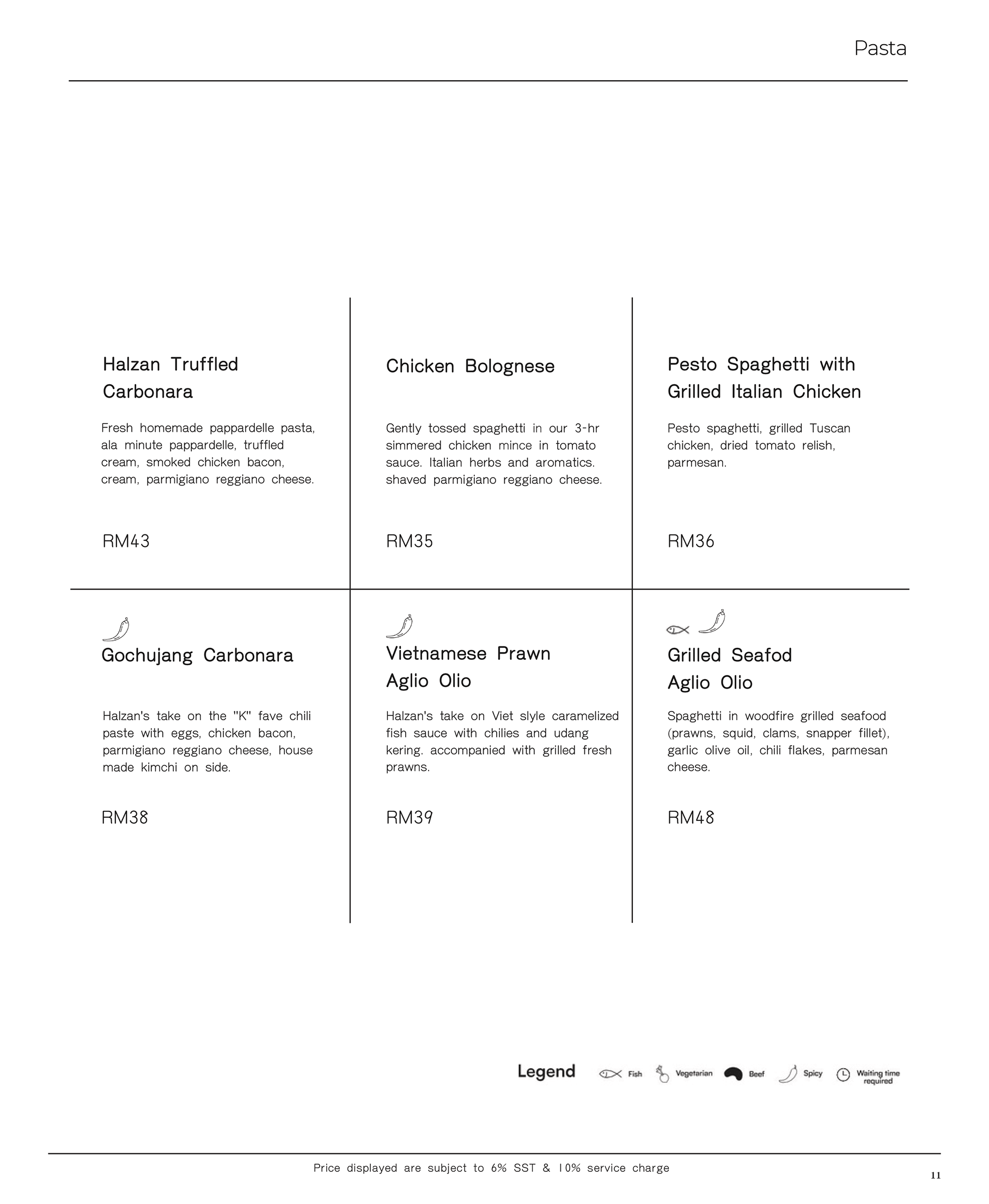 Menu | Pasta
